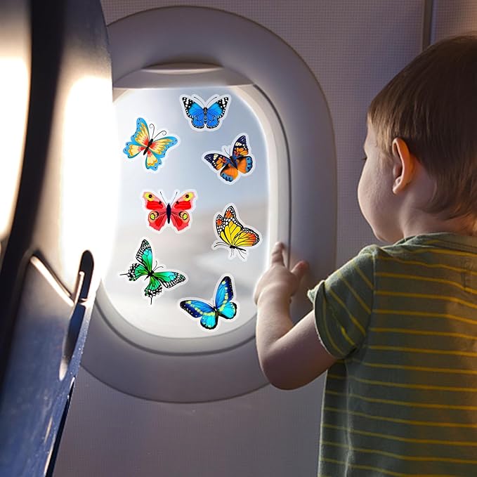 Window Clings Stickers for Kids Window Gel Clings Decals Thick Gel Clings Toddlers and Adults Classroom Home Nursery Airplane Birthday Party Supplies (Butterflies)