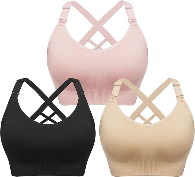 Angelhood Nursing Bras for Breastfeeding, Seamless Nursing Sports Bra Support Yoga Maternity Bras Pregnancy Sleep Bralette