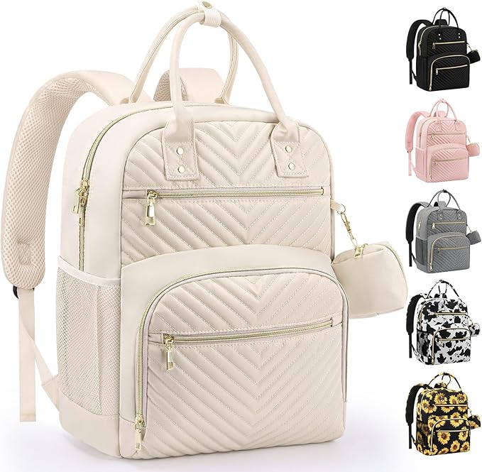 Diaper Bag Backpack,Baby Essentials Diapers Bag with Pacifier Case,Multipurpose Stylish Large Capacity Travel Backpack for Baby Girl/Boy(M-Beige)