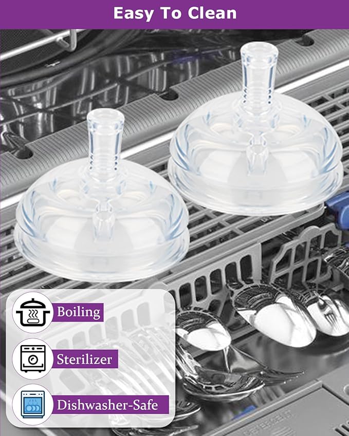 Sippy Straw Cup Nipples for Comotomo Baby Bottles,Food Grade Silicone Straw Top，Variable Flow Soft Nipple，6m+,4-Count