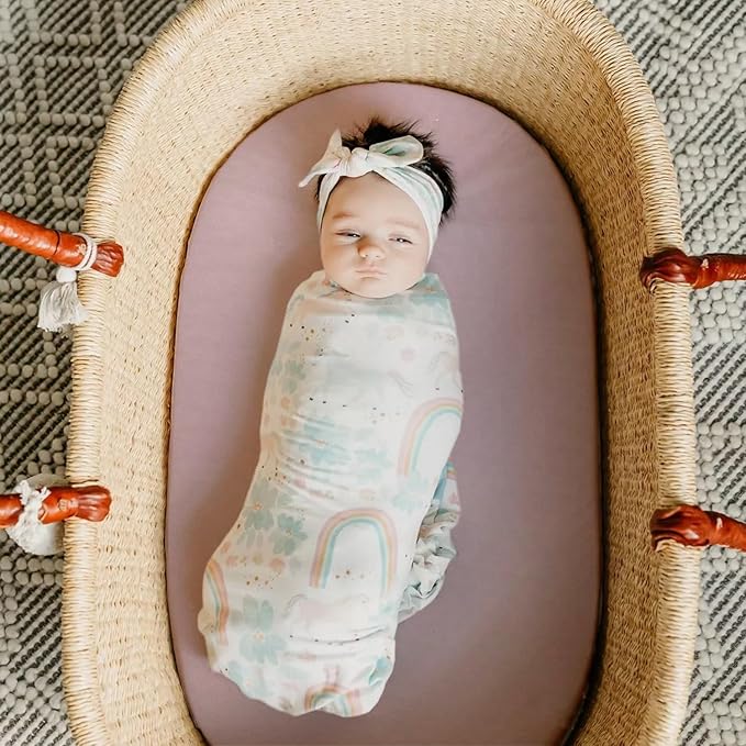 Stretch Ultra Soft Fitted Bassinet Sheet Set 3 Pack, Universal Fit for Bassinets Baby Cradle Moses Basket Oval Rectangle Mattress Safe and Snug, Beautiful Flowers and Insects Pattern for Baby Girls