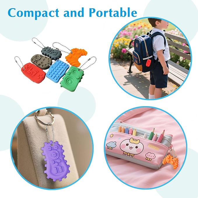 6Pcs Silicone Sensory Toys Set,Quiet Fidget Toys for Kids and Adults,Gamepad Texture Worry Stone for Calming,Fidget Stress Toys for Anxiety Relief-ADHD,Classroom Rewards,Party Favors