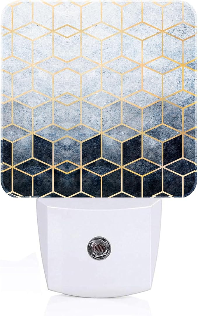 Black Grey Cubes Night Light,Plug-in Nightlights Auto Sensor Night Lamp Dusk-to-Dawn Lamp Home Decor for Nursery Children Girls Boys