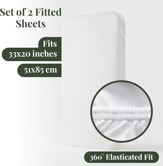 Organic Bedside Sleeper Sheets 33x20 for Maxi COSI Iora, Koola Baby Delight Joy, Angelbliss, Kidsclub, Newton - Aegean Heritage Turkish Cotton 200GSM, Feel The Quality at First Touch Bassinet Sheets