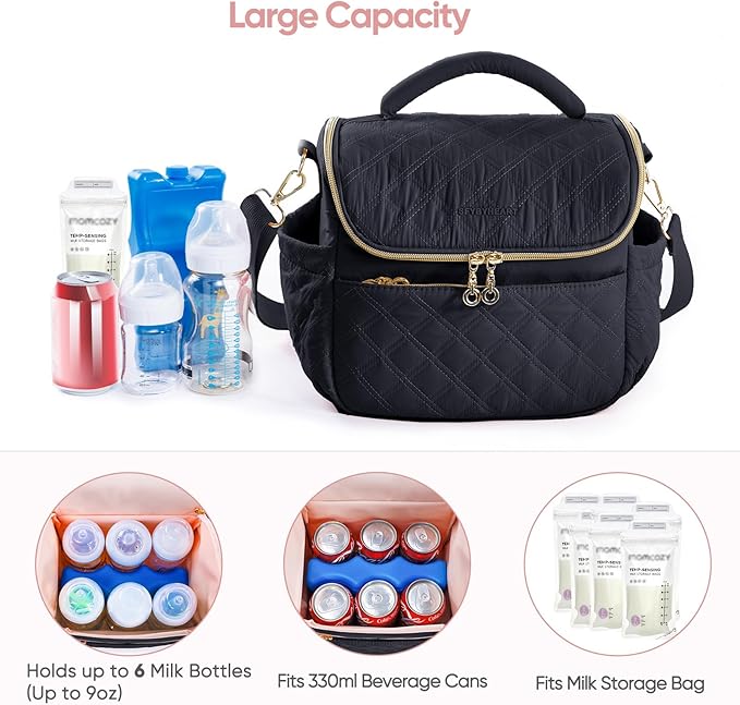 SFYBYHEART Breastmilk Cooler Travel Bag with Ice Pack for 6 Baby Bottles Up to 9 Ounce - Insulated Bottle bag for Daycare - Breastmilk Storage Bag - Baby Bottle Cooler Bag - Bottle Holder
