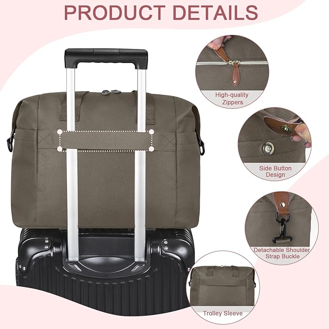 Diaper Bag Tote, Diaper Baby Bags with Pacifier Case, Shoulder Straps, Stroller Clips, Waterproof Large Mommy Bag Maternity Bag Travel Baby Bag for Mom and Dad, khaki