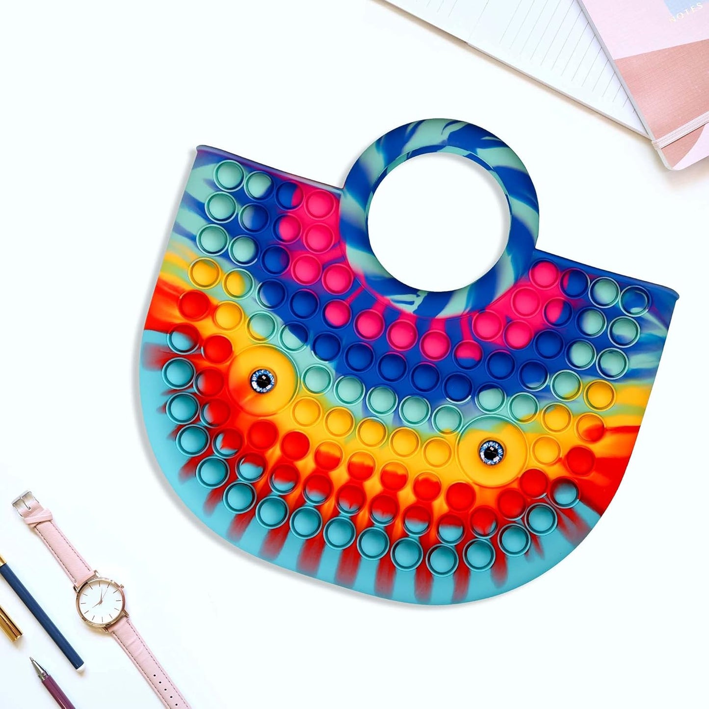 BABANA Fidget Purse for Girls - Bubble Push Pop Bag with Crazy Eyes, Silicone Fidget Handbag Toy for Kids | Birthday, Easter