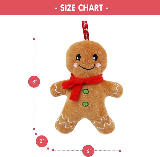 June Garden 8" My First Gingerbread Boy Doll – Soft Plush Baby Christmas Toy with Rattle for Infants, Nursery & Home Décor