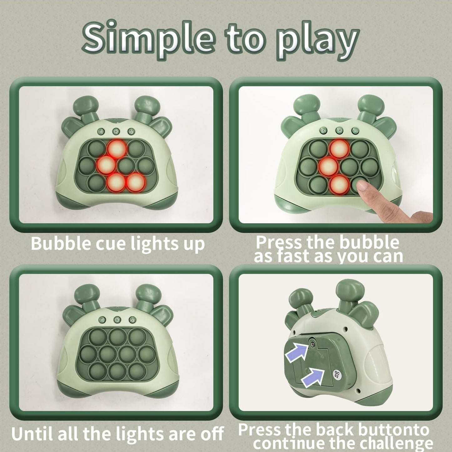 Upgrade Quick Push Toy with Lights, Fast Push Bubble Game Fidget Sensory Toys, Pocket Game for Kids Children's Decompression Breakthrough Puzzle Game Machine