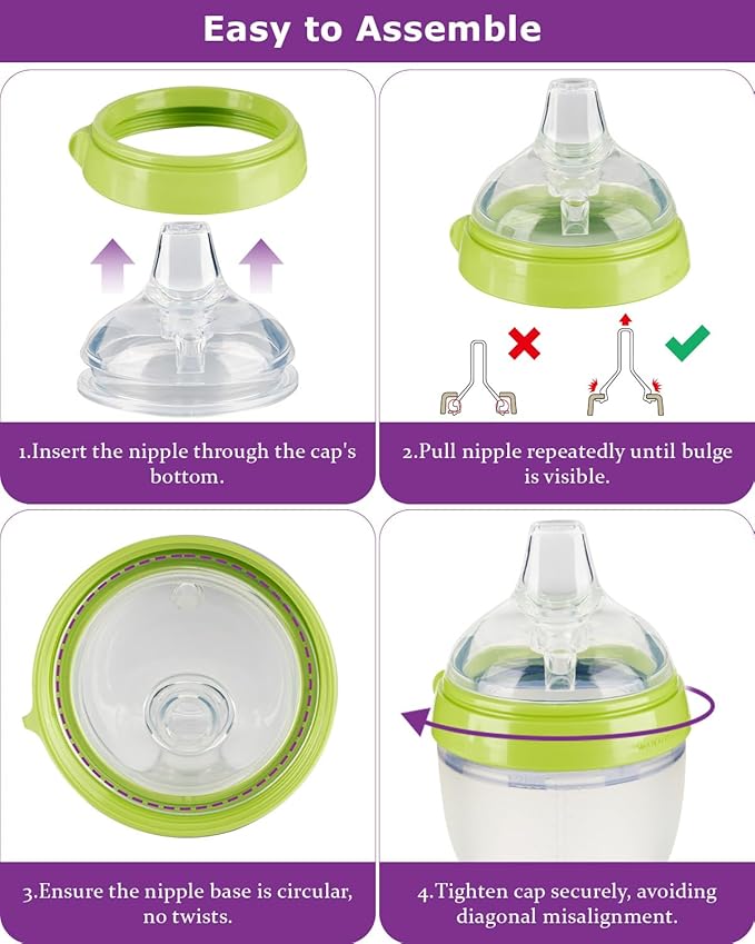 Sippy Spout Nipples for Comotomo Baby Bottles,100% Soft Silicone Sippy Cup Nipples,Variable Flow Conversion Nipple,6+ Months,4 Count