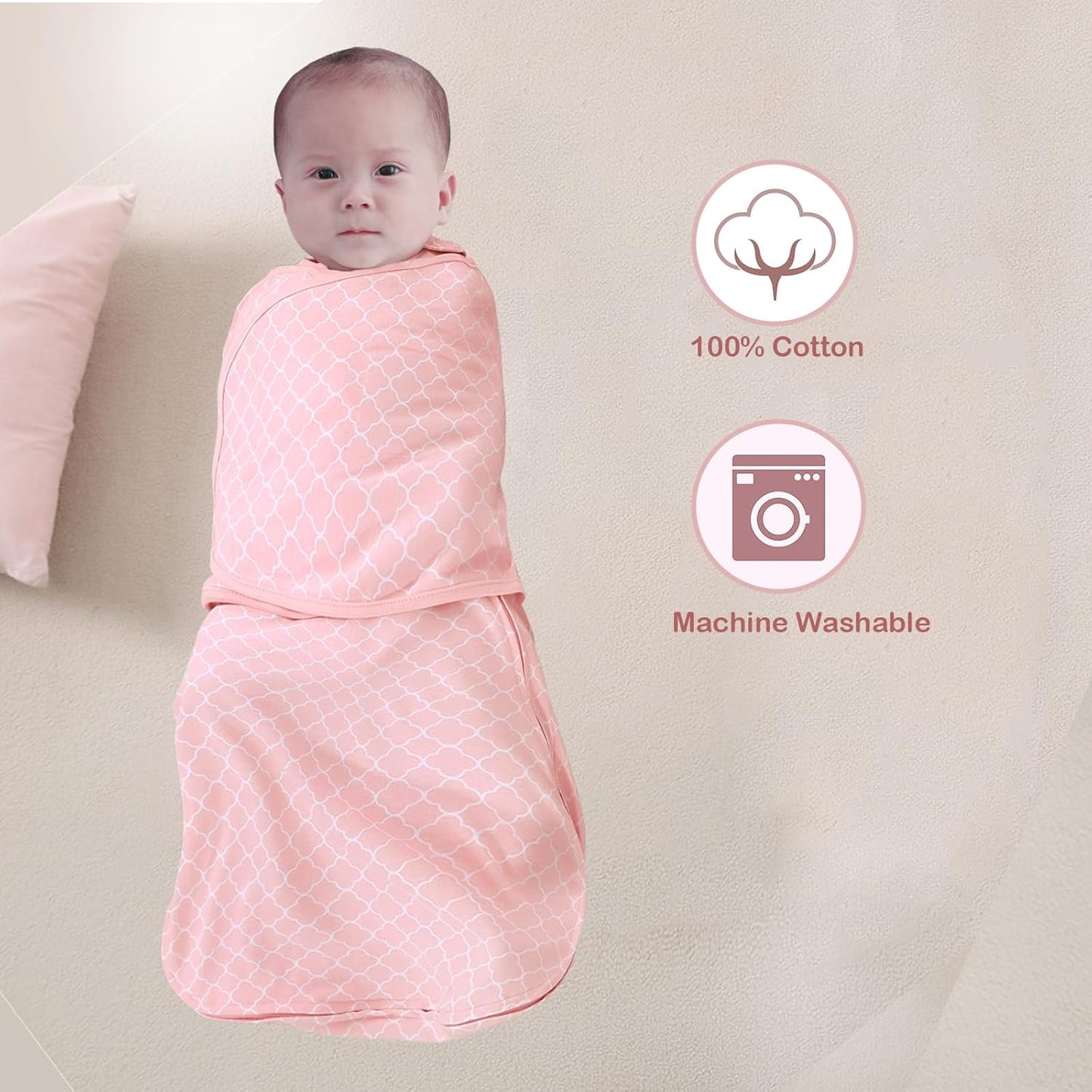 Baby Sleepsack Swaddle 3-Way Adjustable Wearable Blanket Boy and Girl,100% Cotton,6-12 Months