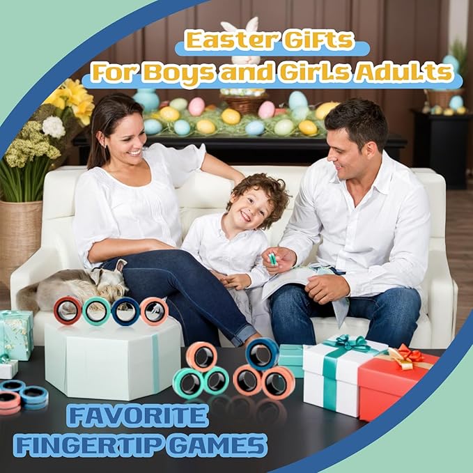 Cevioce 12 PCS Magnetic Ring Fidget Toys Set,ADHD Anxiety Magnetic Finger Spinner Pack for Teens Adults and Kids,Coolest Magnet Stress Relief Toy Birthdays Gifts for 8+ Year Old Boys Girls Present