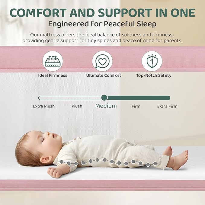 Cowiewie Bassinet Bedside Sleeper, Portable, Breathable, Adjustable Baby Bedside Bassinet for Peaceful Nights, Pink