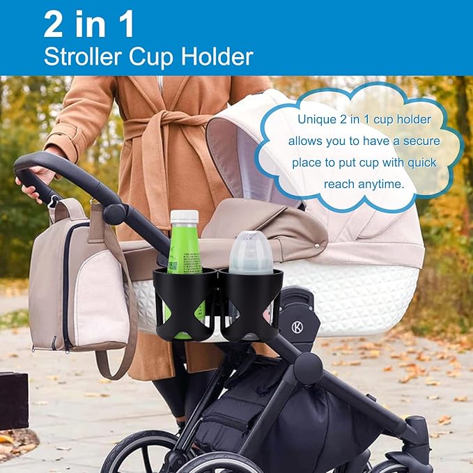 Accmor Universal Cup Holder, Stroller Cup Holder, 360° Rotatable Large Caliber Designed Bottle Holder for Stroller, Bike, Wheelchair, Walker, Scooter