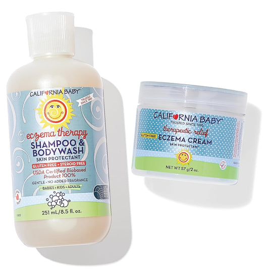 California Baby Eczema Treatment Set | 2oz Eczema Cream + 8.5oz Eczema Body Wash | Colloidal Oatmeal + Aloe Vera | Steroid-Free | Hypoallergenic