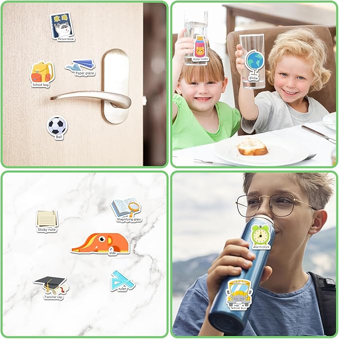 JOFREY at School Reusable Sticker Book,Jelly Sticker for Kids,50pcs Stickers ，Quiet Busy Book Preschool Learning Activities for Toddlers Ages 3-6