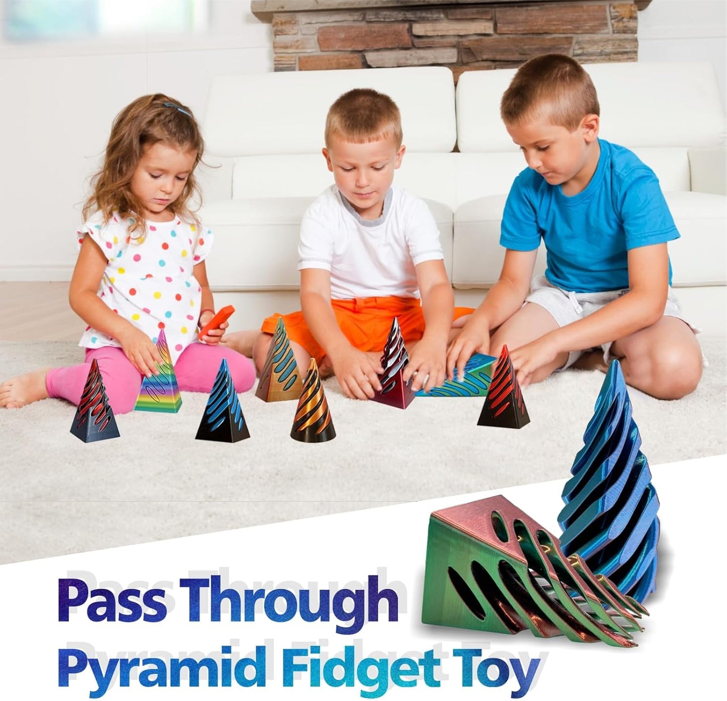 Impossible Pyramid Passthrough Sculpture-3D Printed Spiral Cone Fidget Toy, Pass Through Pyramid Fidget Toy, Vortex Thread Illusion Desk Toy for Adult, 4inch Helix Screw Fidget Toy for Stress Relief