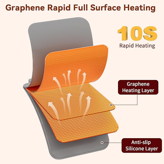 Upgrade Graphene Food Warming Mat for Countertop- Full Surface Heating, Waterproof Electric Warming Tray with 6 Temp Modes & 6H Timer for Parties, Gifts for Mom (Gray)