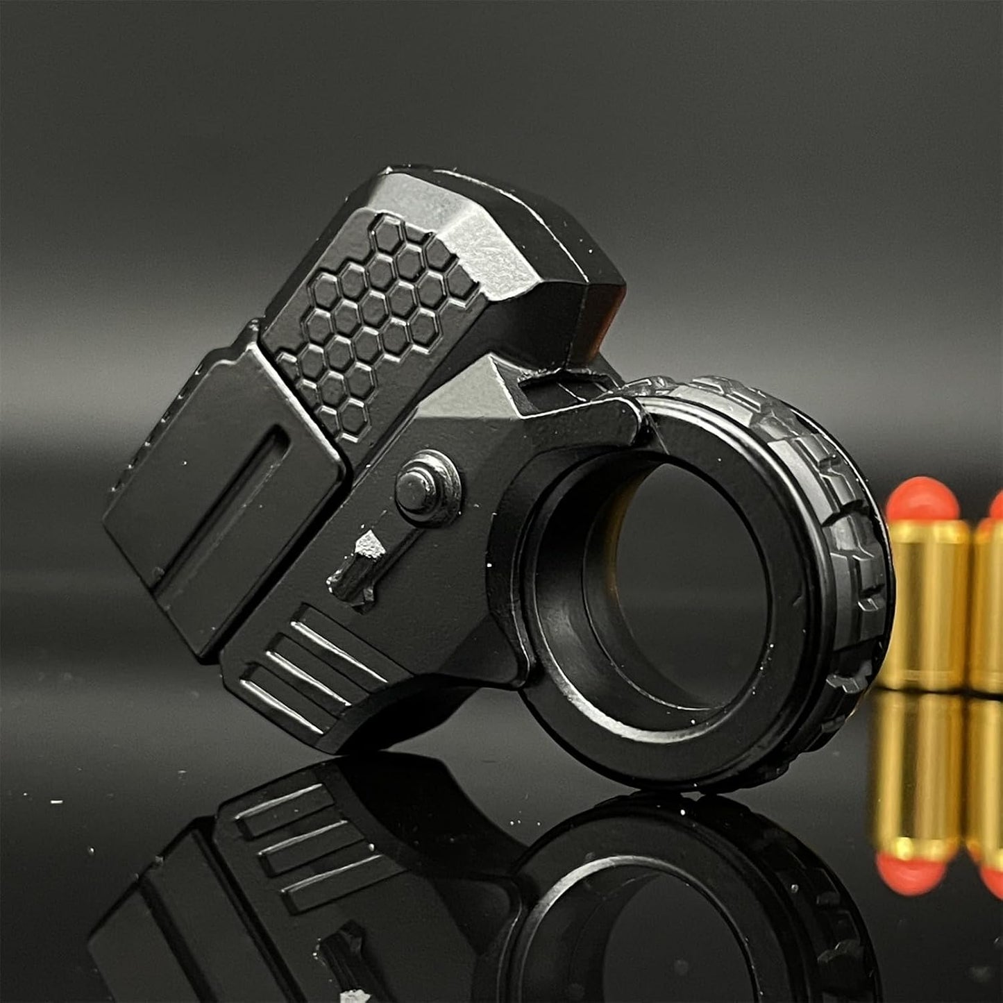 Alloy Gun Shape Fidget Ring EDC Fidget Spinner Metal Hand Spinner Adult Fidget Toys ADHD Tool Anxiety Stress Relief Toys Office Desk Toys (Black)