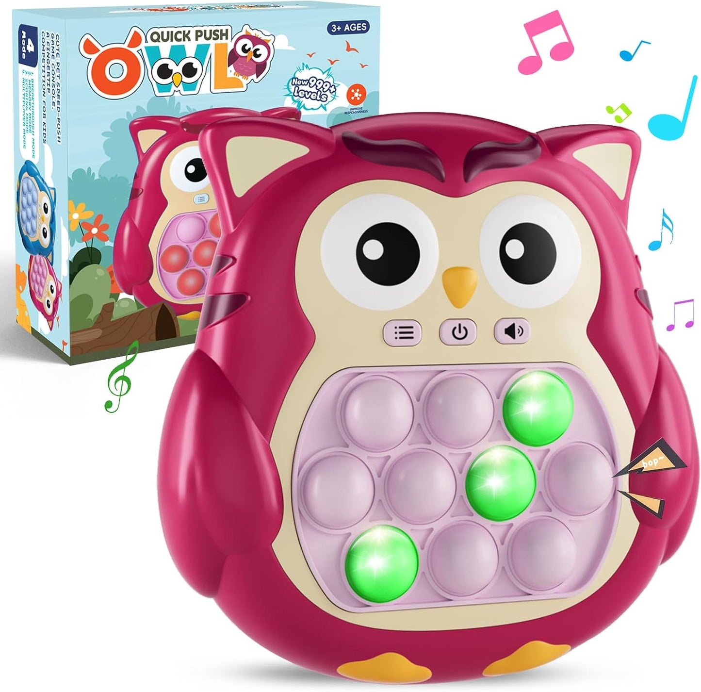 Pop It Game Light Up Fidget Toys, Handheld Games for Kids, Quick Push Bubbles Game Console, Autism Sensory Toys Birthday Gifts for Girls Kids Teens Adults(RED)