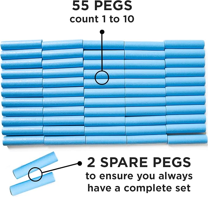 Counting Peg Board - Montessori Math and Numbers for Kids - Wooden Math Manipulatives Materials - Dark Walnut Stain