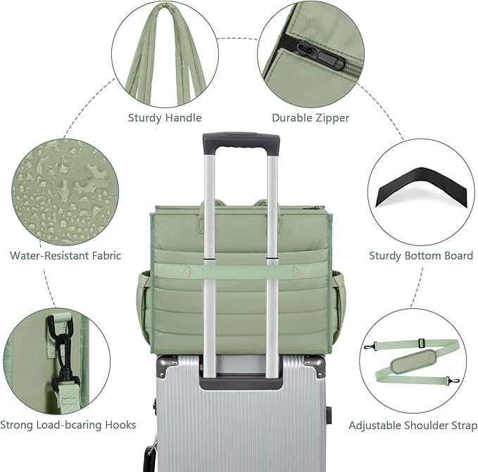 IBFUN Diaper Bag Tote for Baby - Large Baby Bag 4Pcs with Waterproof Changing Pad Pacifier Case, Travel Hospital Mommy Bag