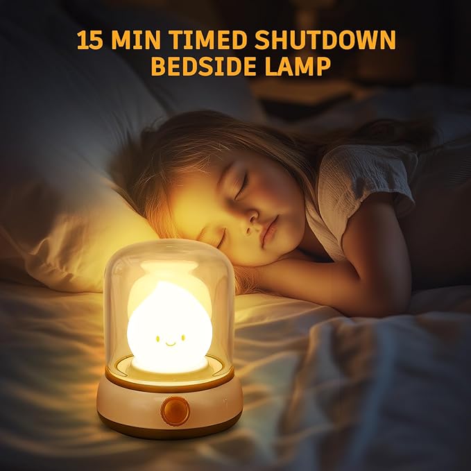 Ghost Campfire Night Light, Small Cute Desk Lamp, Dimmable Cordless Bedside Table Lamp, 2 Modes Rechargebale Battery Oprated Warm Night Light for Bedroom/Kids/Baby Nursery, Vintage Ambient Lighting