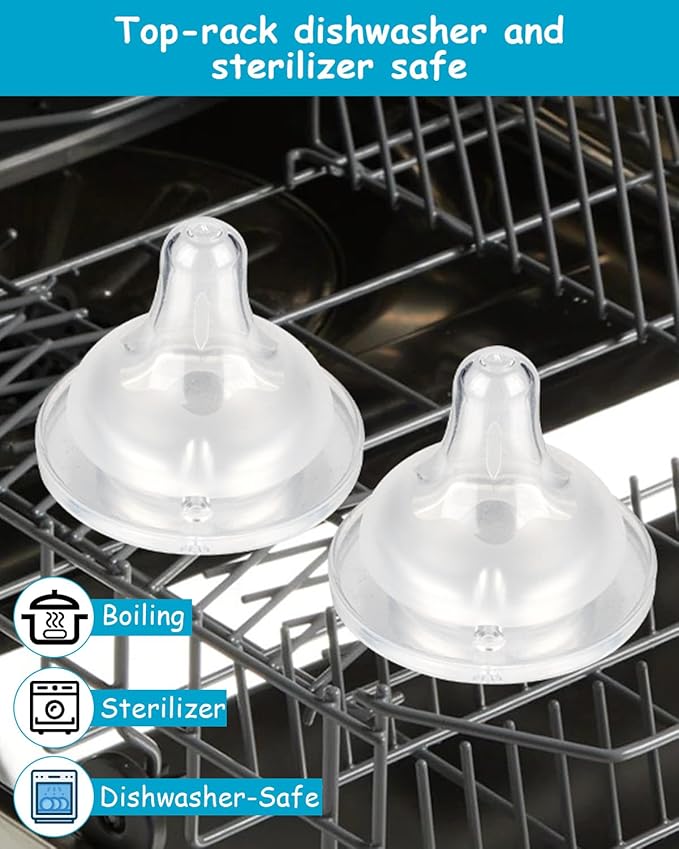 Silicone Nipple for Gulicola Natural Glass Bottle, Large Flow Nipple Level 3, 6 m+, 4 Count