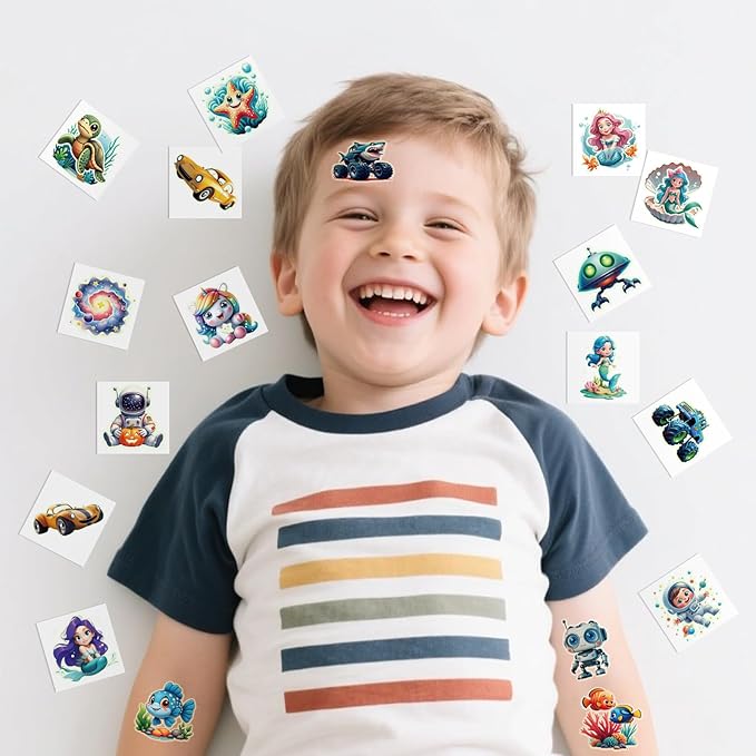 117 PCS Luminous Animals Temporary Tattoos for Kids, Glow Dinosaur Panda Elephant Rabbit Mermaid Dolphin Shark Fish Temporary Tattoos for Fastival Stuffers & Birthday Party Favors