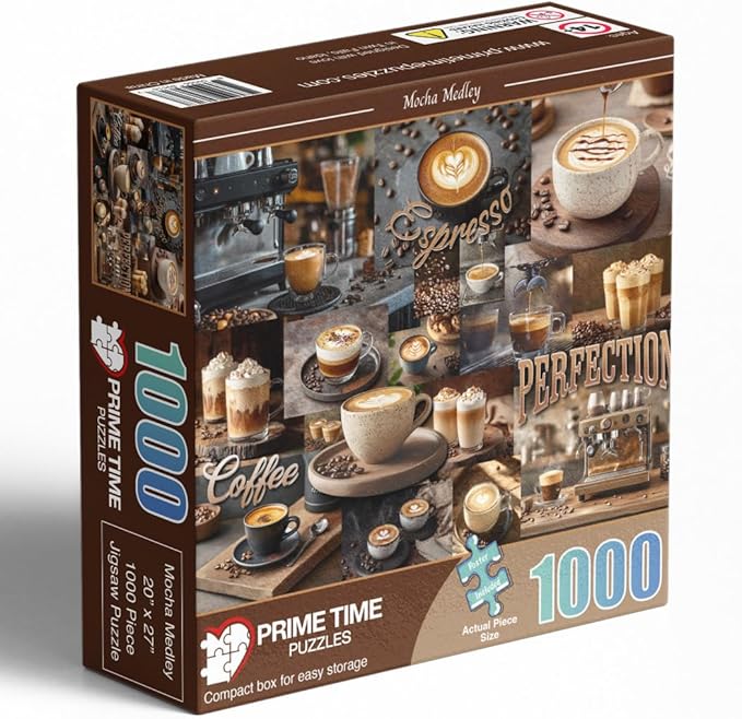 1000 Piece Collage Jigsaw Puzzle for Adults - Coffee Latte Espresso Collage - Challenging Puzzle Perfect for Game Nights - 1000 Piece for Adults. 20x27 inches (Mocha Medley)