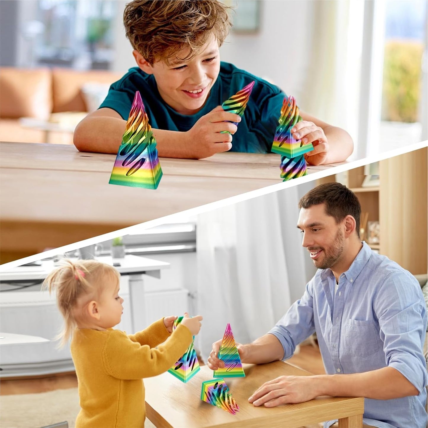 Impossible Pyramid Passthrough Sculpture-3D Printed Spiral Cone Fidget Toy, Pass Through Pyramid Fidget Toy, Vortex Thread Illusion Desk Toy for Adult, 4inch Helix Screw Fidget Toy for Stress Relief