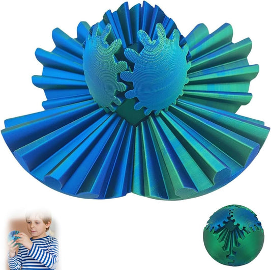 Gear Ball - 3D Printed Gear Ball Spin Ball or Cube Fidget Toy,Gear Sphere,Gear Ball Fidget Toy,Stress Ball,GearSphere Desk Toy,Fidget Ball (Green,8cm)