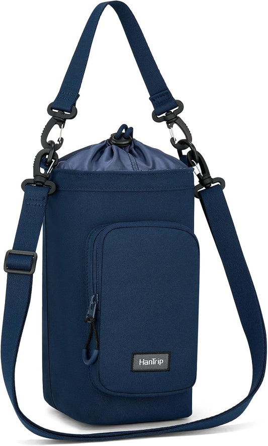 Insulated Water Bottle Carrier Bag with Strap Phone Pocket for 25/32/40/64 oz Tumbler Cup, Water Bottle Holder
