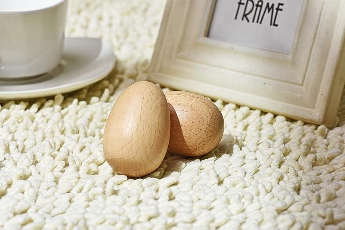 Wood Egg Shakers Set, Musical Percussion Instruments, Natural Finish (2 PCS)