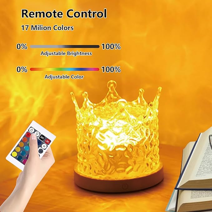 Ocean Wave Ceiling Projector, Northern Lights 16 Colors Water Lights Projector, Water Ripple Ambient Night Light with Remote, Touch Control Aurora Projector for Bedroom,Room Decor,Kids Room (Crown)