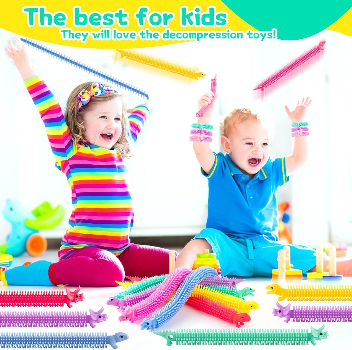 45Pcs Stretchy Strings Fidget Toys, Colorful Stretchy Sensory Fidget Toy for Halloween, Easter, Valentine's Day, Fall and Christmas Party Favors Gifts