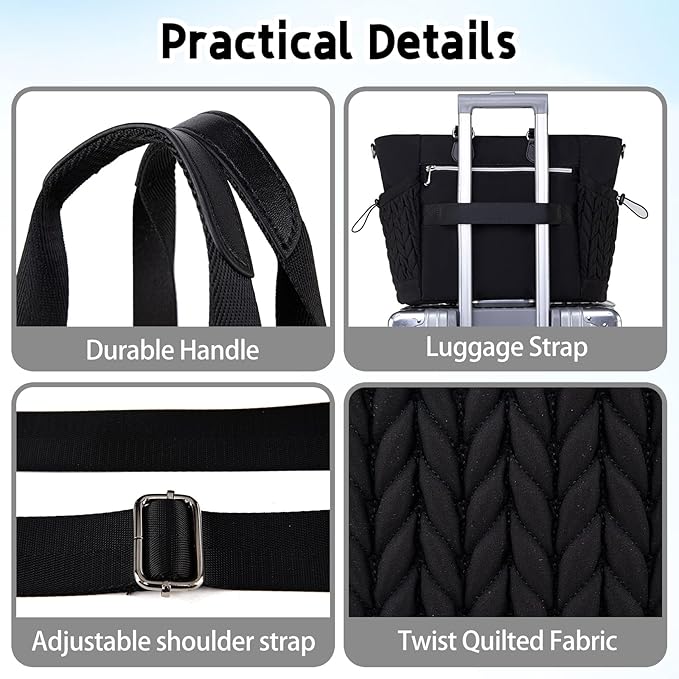 Diaper Bag Tote, Large Tote Baby Diaper Bag with 15.6" Laptop Compartment and Insulated Pockets, Crossbody Hospital Bags
