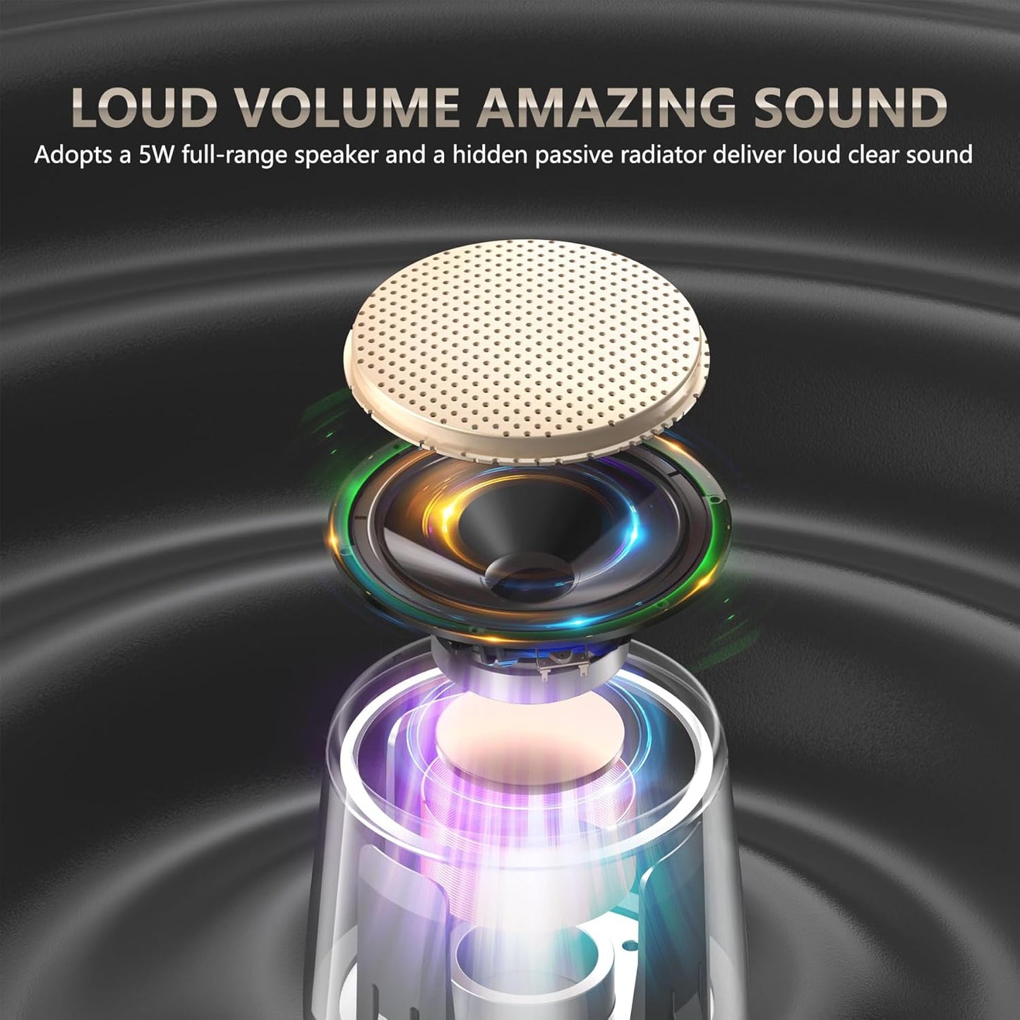 INSMY Small Bluetooth Speaker, Waterproof Mini Portable Wireless Speaker, Punchy Bass Rich Audio Stereo Pairing, Handheld Pocket Size,Built in Mic for Hiking Biking Gift Laptop Tablet (Gold)