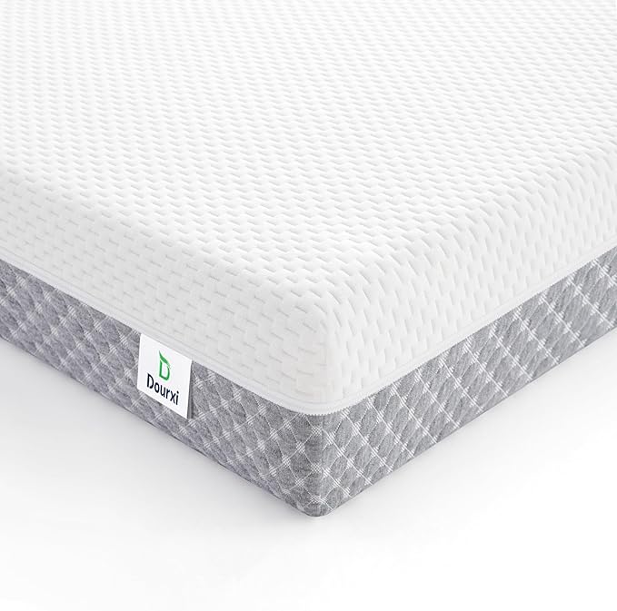 Mini Crib Mattress, 38x24X4 Inch Dual Sided Comfort Gel Memory Foam, Breathable Premium Baby Mattress for Mini and Portable Cribs w/Removable Outer Cover - White&Grey