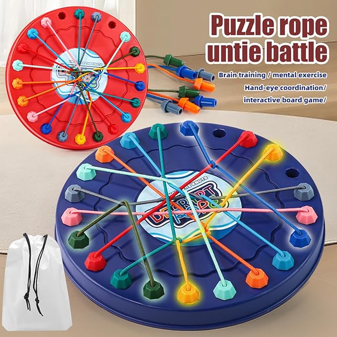 Rope Untangling Tabletop Board Game - Multiple Difficulty Levels ，Brain - Teasing Fun for Kids & Adults，Ideal for Birthday Parties, Parent - Child Bonding & Family Gatherings，6.7 Inches