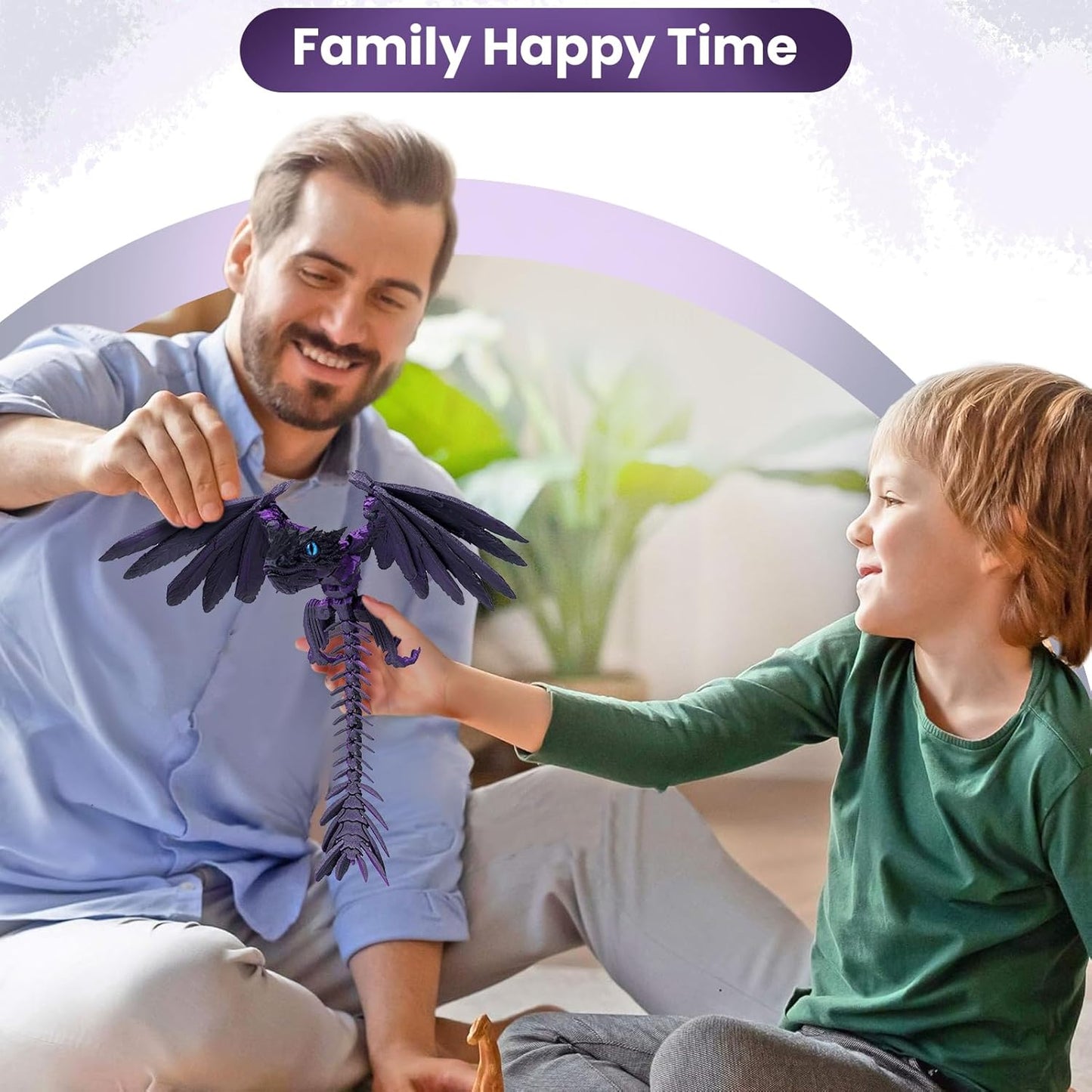 3D Printed Dragon with Wings, Feathered Wyvern Dragon,Full Articulated Crystal Dragon Fidget,Realistic Large Pet Dragon, Flexible Shoulder Dragon Stuff, 3D Printed Animals Toy.