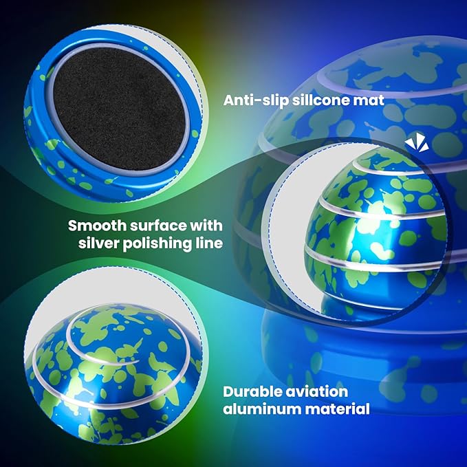 MAGICYOYO Kinetic Desk Toy Ball - Metal Fidget Spinner for Anxiety & ADHD Relief, Optical Illusion Spinning Toys for Adults, Kids, Parents - Ideal Gift for Office & Home (1.54'' , Blue Green)