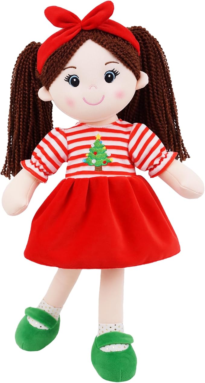 June Garden 14" Snuggle Cuties Nora - Soft Cuddly Plush Doll Gift for Girls - Huggable Rag Doll - Christmas M