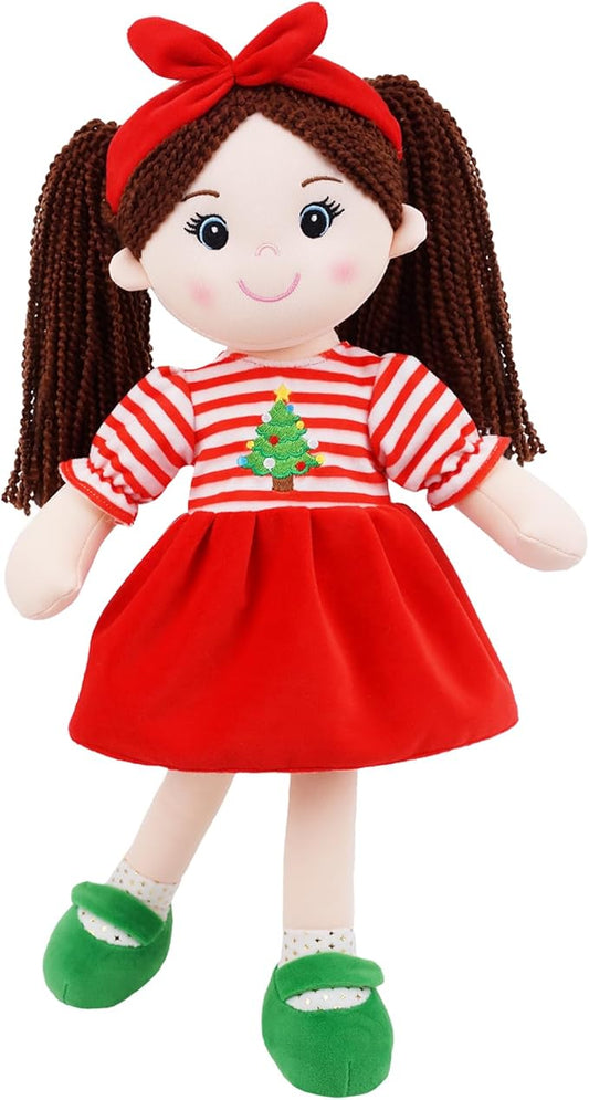 June Garden 18" Snuggle Cuties Nora - Soft Cuddly Plush Doll Gift for Girls - Huggable Rag Doll - Christmas L
