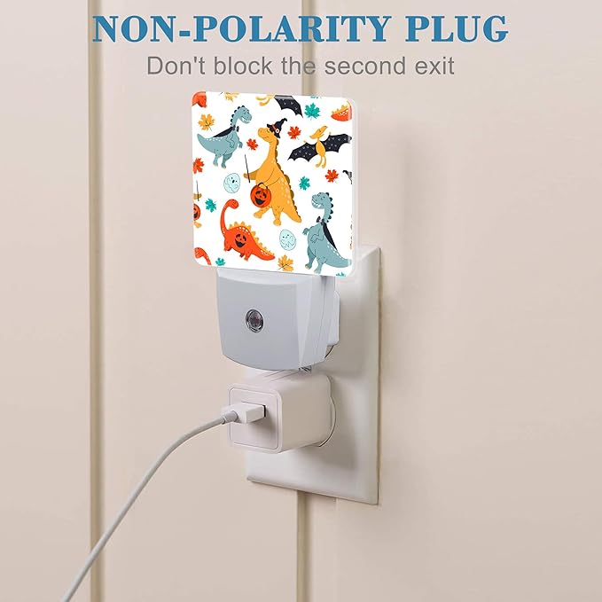 Halloween Cute Dinosaur Night Light for Kids, LED Night Light Plug into Wall with Dusk to Dawn Sensor for Girls Boys Women Men Room Decor, Hallway, Kitchen, Bathroom, Nursery, Stairs