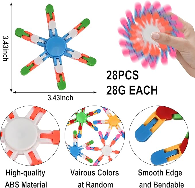 GOLDGE 28Pcs Transformable Fidget Spinners – Deformable Chain DIY Robot Toys, Stress Relief Sensory Gyro for Kids & Adults, Perfect Easter Basket Stuffers & Stocking Fillers
