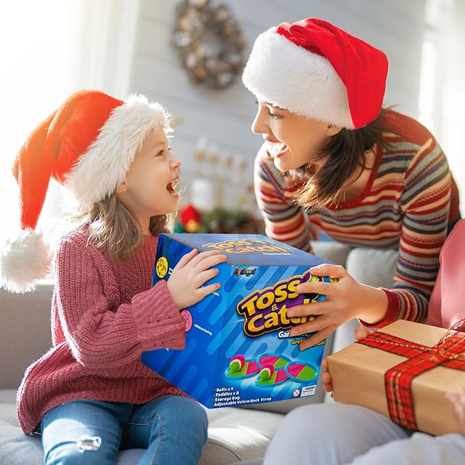 Ayeboovi Toss and Catch Ball Set Outdoor Yard Beach Pool Toys Games for Kids Family Sports 8 Paddles 4 Balls for Toddlers Boys Girls Ages 3-12 Boys Girls Birthday Gift