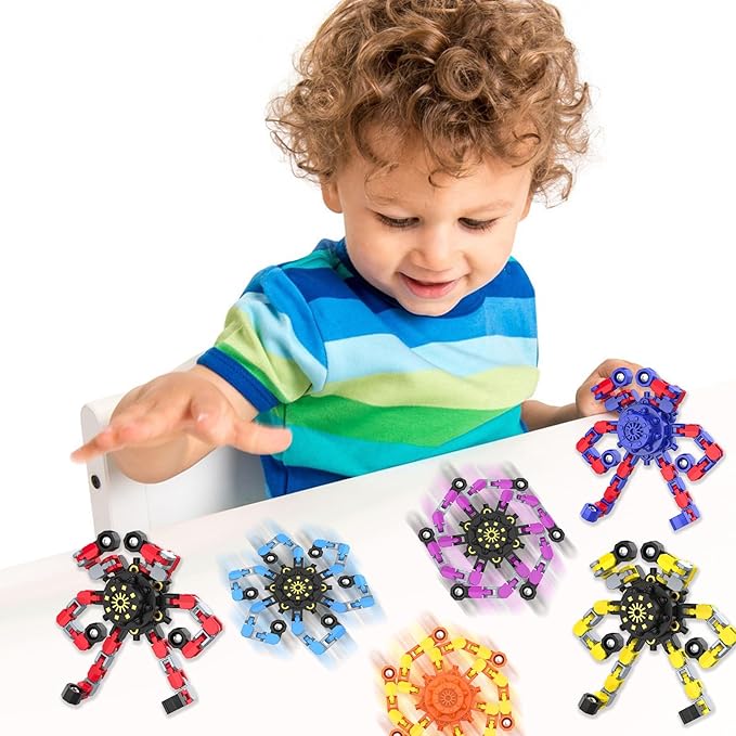 Transformable Fidget Spinners,Funny Stress Relief Sensory Fidget Toys,Deformable Chain DIY Robot Fingertip Gyros Toys Birthday Party Favors Easter Basket Stocking Stuffers for Kids and Adults (36PC)