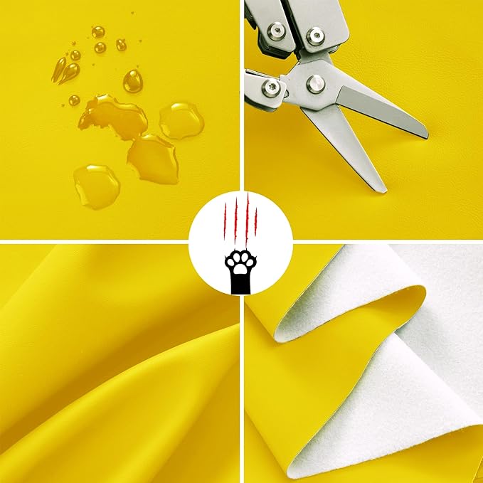 Toddler Booster Seat for Dining Table, 2 Elastic Seat Belts, Anti Scratch PU Skin-Friendly, Waterproof, Anti-Wrinkle, Detachable Non-Slip Bottom - Yellow