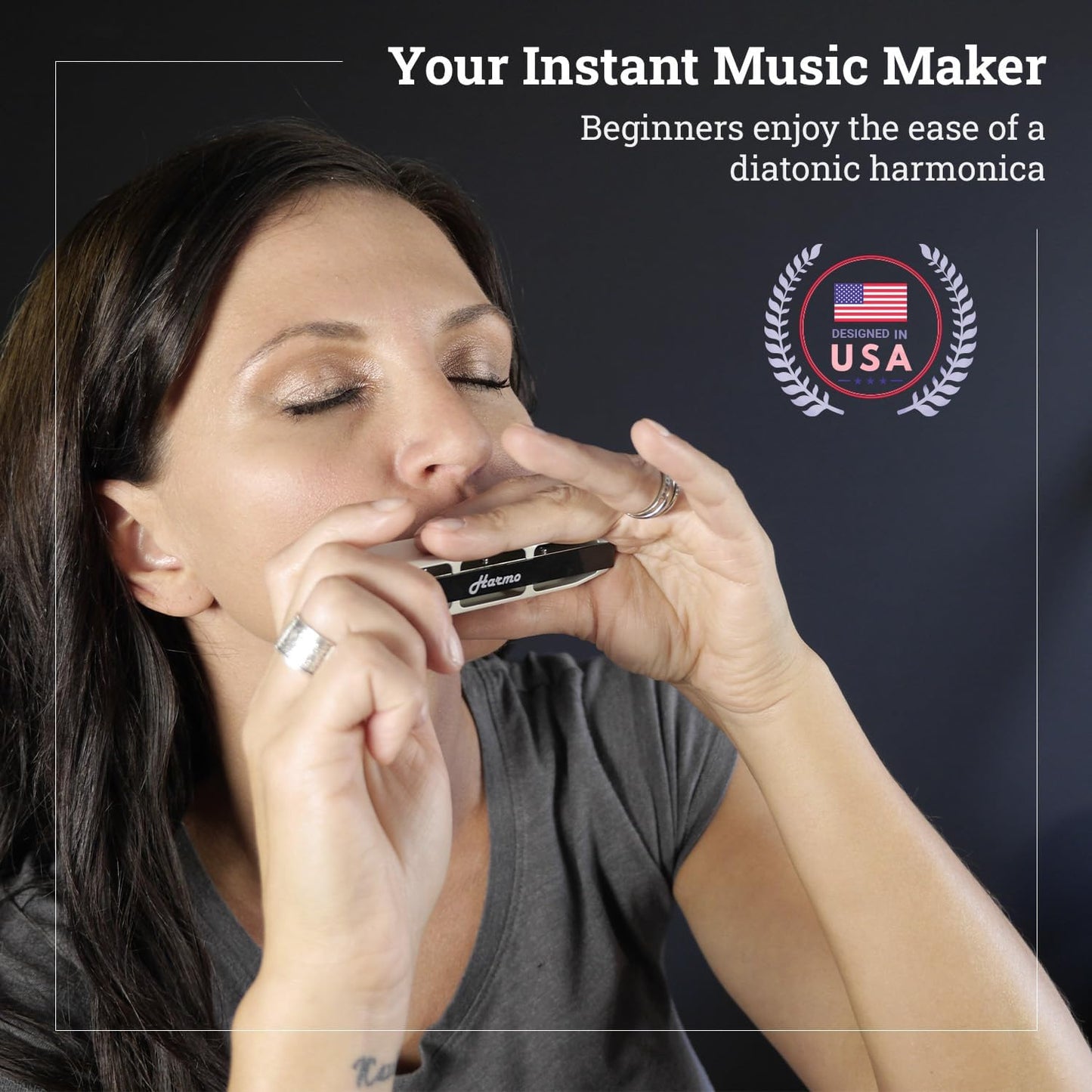 Harmo Polar Diatonic Harmonica Key of D - 10 Holes 20 Notes, Blues Harp Mouth Organ With Case, Phosphor Bronze Reeds, Suitable for All Genres, Harmonica for Kids, Adult, Beginners & Professionals